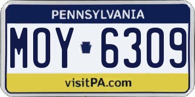 PA license plate MOY6309