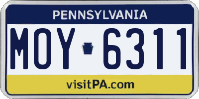 PA license plate MOY6311