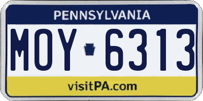 PA license plate MOY6313