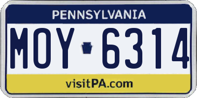 PA license plate MOY6314