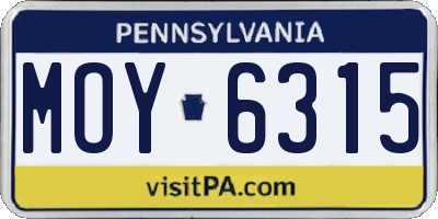 PA license plate MOY6315