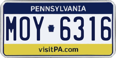 PA license plate MOY6316