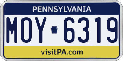 PA license plate MOY6319