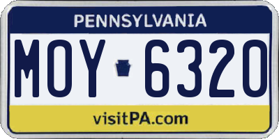 PA license plate MOY6320