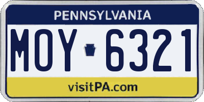 PA license plate MOY6321