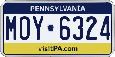 PA license plate MOY6324