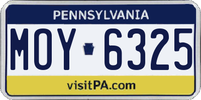 PA license plate MOY6325