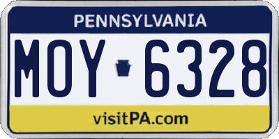 PA license plate MOY6328