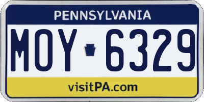 PA license plate MOY6329