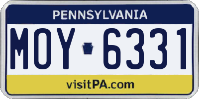 PA license plate MOY6331