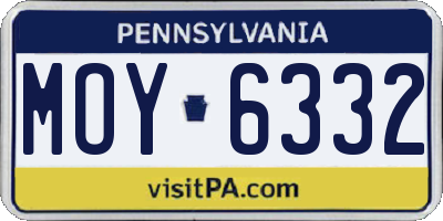 PA license plate MOY6332