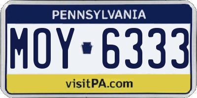 PA license plate MOY6333