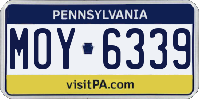 PA license plate MOY6339