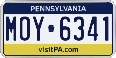 PA license plate MOY6341