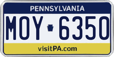 PA license plate MOY6350