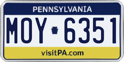 PA license plate MOY6351