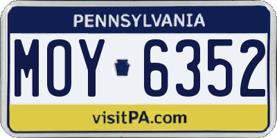 PA license plate MOY6352