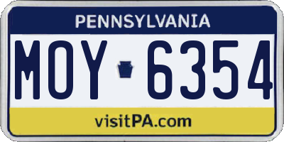 PA license plate MOY6354