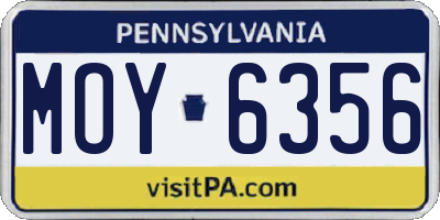 PA license plate MOY6356