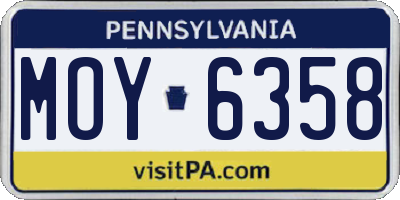 PA license plate MOY6358