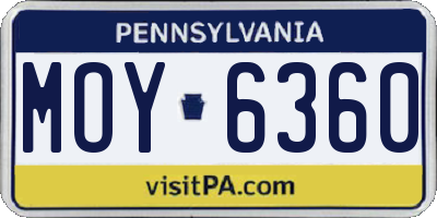 PA license plate MOY6360