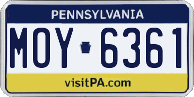 PA license plate MOY6361
