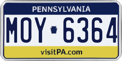 PA license plate MOY6364