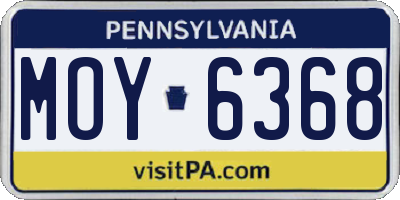 PA license plate MOY6368