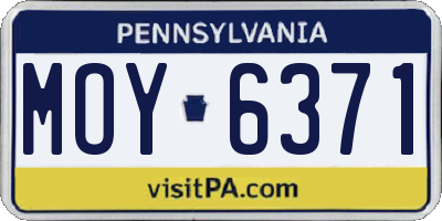 PA license plate MOY6371
