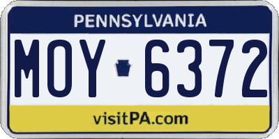 PA license plate MOY6372