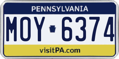 PA license plate MOY6374