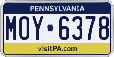 PA license plate MOY6378