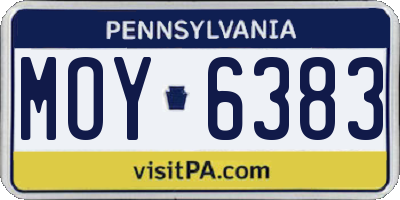 PA license plate MOY6383