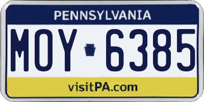 PA license plate MOY6385
