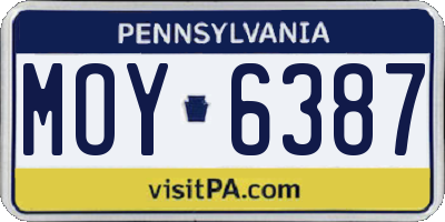 PA license plate MOY6387