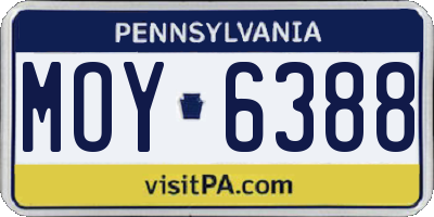 PA license plate MOY6388
