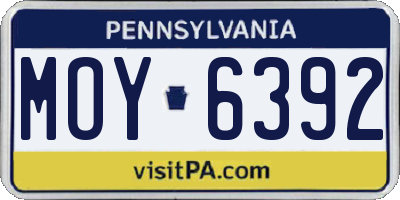 PA license plate MOY6392