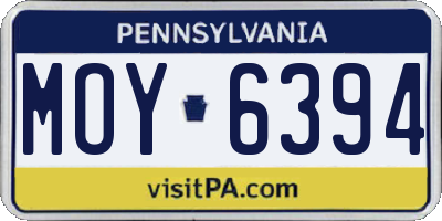 PA license plate MOY6394