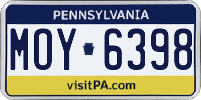 PA license plate MOY6398