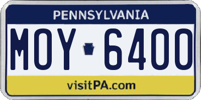PA license plate MOY6400