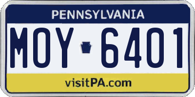 PA license plate MOY6401