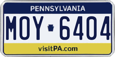 PA license plate MOY6404