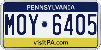 PA license plate MOY6405