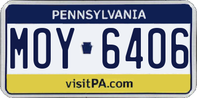 PA license plate MOY6406