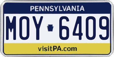 PA license plate MOY6409