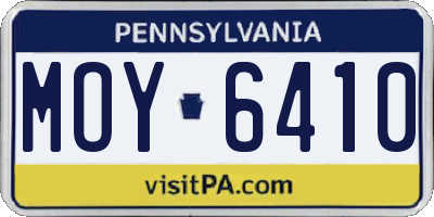 PA license plate MOY6410