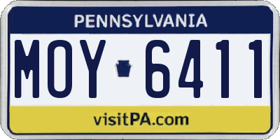 PA license plate MOY6411