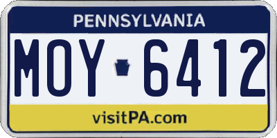 PA license plate MOY6412