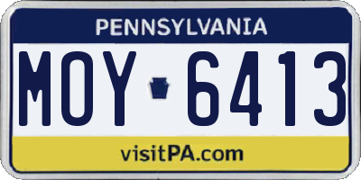 PA license plate MOY6413