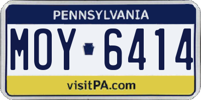 PA license plate MOY6414